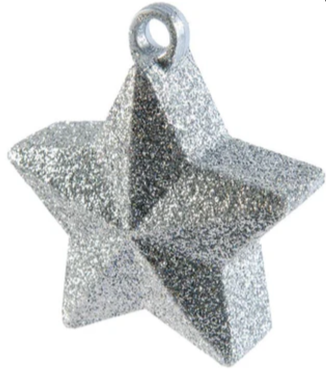 SILVER GLITTER STAR BALLOON WE